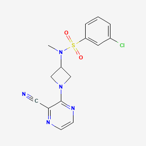 molecular formula C15H14ClN5O2S B2827714 3-Chloro-N-[1-(3-cyanopyrazin-2-yl)azetidin-3-yl]-N-methylbenzenesulfonamide CAS No. 2380085-50-5
