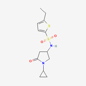 molecular formula C13H18N2O3S2 B2827719 N-(1-环丙基-5-氧代吡咯啉-3-基)-5-乙基噻吩-2-磺酰胺 CAS No. 1396684-65-3