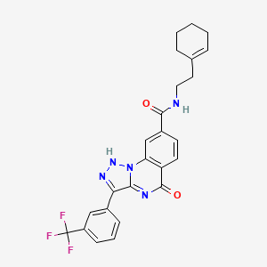 molecular formula C25H22F3N5O2 B2827731 N-(2-(cyclohex-1-en-1-yl)ethyl)-5-oxo-3-(3-(trifluoromethyl)phenyl)-4,5-dihydro-[1,2,3]triazolo[1,5-a]quinazoline-8-carboxamide CAS No. 1029738-12-2