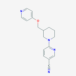 molecular formula C17H18N4O B2827737 6-[3-(Pyridin-4-yloxymethyl)piperidin-1-yl]pyridine-3-carbonitrile CAS No. 2380167-55-3