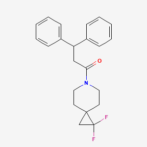 molecular formula C22H23F2NO B2827740 1-(1,1-二氟-6-氮代杂螺[2.5]辛烷-6-基)-3,3-二苯基丙酮 CAS No. 2097863-59-5
