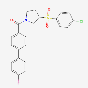 molecular formula C23H19ClFNO3S B2827748 (3-((4-氯苯基)磺酰)吡咯啉-1-基)(4'-氟-[1,1'-联苯]-4-基)甲酮 CAS No. 1448124-00-2