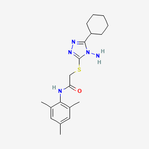 molecular formula C19H27N5OS B2827754 2-[(4-amino-5-cyclohexyl-1,2,4-triazol-3-yl)sulfanyl]-N-(2,4,6-trimethylphenyl)acetamide CAS No. 738623-78-4