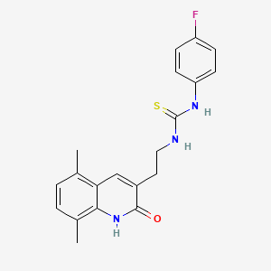 molecular formula C20H20FN3OS B2827759 1-(2-(5,8-Dimethyl-2-oxo-1,2-dihydroquinolin-3-yl)ethyl)-3-(4-fluorophenyl)thiourea CAS No. 847406-84-2