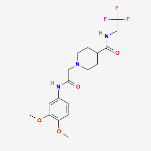 molecular formula C18H24F3N3O4 B2827760 1-(2-((3,4-二甲氧基苯基)氨基)-2-氧代乙基)-N-(2,2,2-三氟乙基)哌啶-4-甲酰胺 CAS No. 1207059-78-6