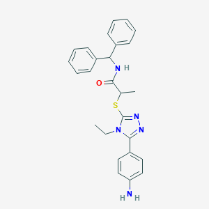 2-{[5-(4-aminophenyl)-4-ethyl-4H-1,2,4-triazol-3-yl]sulfanyl}-N-(diphenylmethyl)propanamide