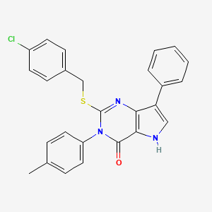 molecular formula C26H20ClN3OS B2827770 2-((4-chlorobenzyl)thio)-7-phenyl-3-(p-tolyl)-3H-pyrrolo[3,2-d]pyrimidin-4(5H)-one CAS No. 2034372-64-8