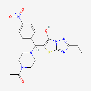 molecular formula C19H22N6O4S B2827781 1-(4-((2-乙基-6-羟基噻唑啉[3,2-b][1,2,4]三唑-5-基)(4-硝基苯基)甲基)哌嗪-1-基)乙酮 CAS No. 898350-28-2