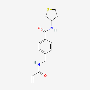 molecular formula C15H18N2O2S B2827785 4-[(Prop-2-enoylamino)methyl]-N-(thiolan-3-yl)benzamide CAS No. 2197929-46-5