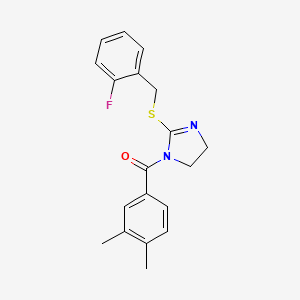 (3,4-dimethylphenyl)(2-((2-fluorobenzyl)thio)-4,5-dihydro-1H-imidazol-1-yl)methanone