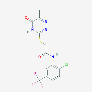 molecular formula C13H10ClF3N4O2S B2827794 N-(2-chloro-5-(trifluoromethyl)phenyl)-2-((6-methyl-5-oxo-4,5-dihydro-1,2,4-triazin-3-yl)thio)acetamide CAS No. 577754-38-2