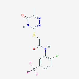 molecular formula C13H10ClF3N4O2S B2827794 N-(2-氯-5-(三氟甲基)苯基)-2-((6-甲基-5-氧代-4,5-二氢-1,2,4-三嗪-3-基)硫)乙酰胺 CAS No. 577754-38-2