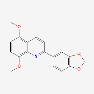 molecular formula C18H15NO4 B2827796 2-(1,3-Benzodioxol-5-yl)-5-methoxy-8-quinolinyl methyl ether CAS No. 860784-11-8