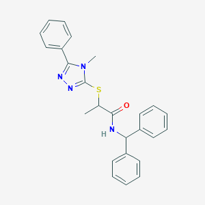 molecular formula C25H24N4OS B282780 N-(diphenylmethyl)-2-[(4-methyl-5-phenyl-4H-1,2,4-triazol-3-yl)sulfanyl]propanamide 