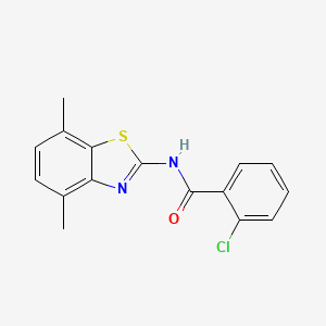 molecular formula C16H13ClN2OS B2827808 2-氯-N-(4,7-二甲基-1,3-苯并噻唑-2-基)苯甲酰胺 CAS No. 842116-97-6