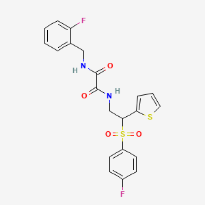 molecular formula C21H18F2N2O4S2 B2827816 N1-(2-氟苄基)-N2-(2-((4-氟苯基)磺酰)-2-(噻吩-2-基)乙基)草酰胺 CAS No. 896332-94-8