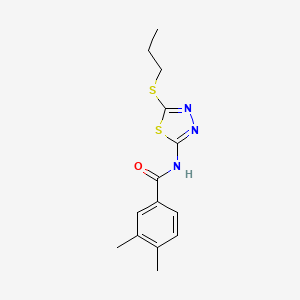 molecular formula C14H17N3OS2 B2827817 3,4-dimethyl-N-(5-(propylthio)-1,3,4-thiadiazol-2-yl)benzamide CAS No. 393567-76-5