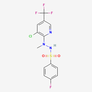 molecular formula C13H10ClF4N3O2S B2827825 N'-[3-氯-5-(三氟甲基)-2-吡啶基]-4-氟-N'-甲基苯磺酰肼 CAS No. 338748-65-5