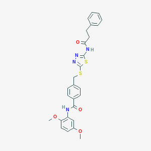 N-(2,5-dimethoxyphenyl)-4-[({5-[(3-phenylpropanoyl)amino]-1,3,4-thiadiazol-2-yl}sulfanyl)methyl]benzamide