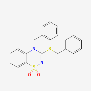 molecular formula C21H18N2O2S2 B2827859 4-benzyl-3-(benzylthio)-4H-1,2,4-benzothiadiazine 1,1-dioxide CAS No. 892363-04-1