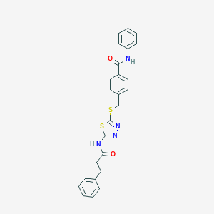molecular formula C26H24N4O2S2 B282786 N-(4-methylphenyl)-4-[({5-[(3-phenylpropanoyl)amino]-1,3,4-thiadiazol-2-yl}sulfanyl)methyl]benzamide 