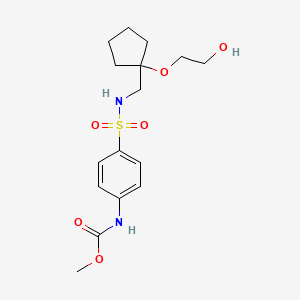 molecular formula C16H24N2O6S B2827862 methyl (4-(N-((1-(2-hydroxyethoxy)cyclopentyl)methyl)sulfamoyl)phenyl)carbamate CAS No. 2176338-60-4
