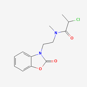 molecular formula C13H15ClN2O3 B2827866 2-Chloro-N-methyl-N-[2-(2-oxo-1,3-benzoxazol-3-yl)ethyl]propanamide CAS No. 2411223-85-1
