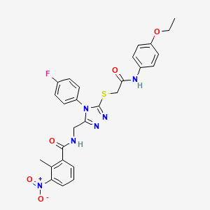 molecular formula C27H25FN6O5S B2827869 N-[[5-[2-(4-ethoxyanilino)-2-oxoethyl]sulfanyl-4-(4-fluorophenyl)-1,2,4-triazol-3-yl]methyl]-2-methyl-3-nitrobenzamide CAS No. 391943-21-8