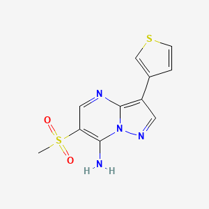 molecular formula C11H10N4O2S2 B2827871 6-(Methylsulfonyl)-3-(3-thienyl)pyrazolo[1,5-a]pyrimidin-7-amine CAS No. 866018-17-9