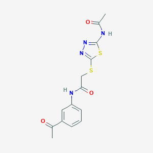 2-{[5-(acetylamino)-1,3,4-thiadiazol-2-yl]sulfanyl}-N-(3-acetylphenyl)acetamide