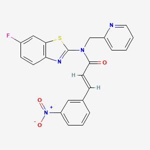 molecular formula C22H15FN4O3S B2827880 (E)-N-(6-氟苯并噻唑-2-基)-3-(3-硝基苯基)-N-(吡啶-2-基甲基)丙烯酰胺 CAS No. 899735-93-4