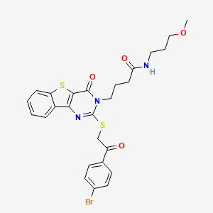 molecular formula C26H26BrN3O4S2 B2827888 4-[2-{[2-(4-bromophenyl)-2-oxoethyl]thio}-4-oxo[1]benzothieno[3,2-d]pyrimidin-3(4H)-yl]-N-(3-methoxypropyl)butanamide CAS No. 866344-52-7