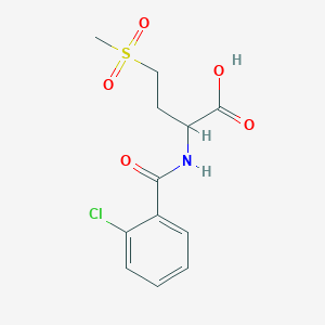 molecular formula C12H14ClNO5S B2827891 2-(2-氯苯甲酰氨基)-4-(甲磺酰基)丁酸 CAS No. 1025058-89-2