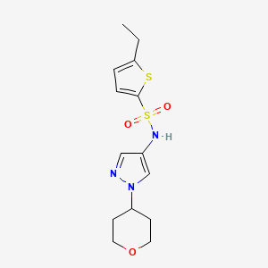 molecular formula C14H19N3O3S2 B2827898 5-ethyl-N-(1-(tetrahydro-2H-pyran-4-yl)-1H-pyrazol-4-yl)thiophene-2-sulfonamide CAS No. 1797867-53-8
