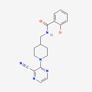 molecular formula C18H18BrN5O B2827902 2-bromo-N-((1-(3-cyanopyrazin-2-yl)piperidin-4-yl)methyl)benzamide CAS No. 1797586-10-7