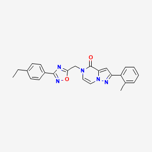 molecular formula C24H21N5O2 B2827903 5-{[3-(4-ethylphenyl)-1,2,4-oxadiazol-5-yl]methyl}-2-(2-methylphenyl)pyrazolo[1,5-a]pyrazin-4(5H)-one CAS No. 1207056-04-9