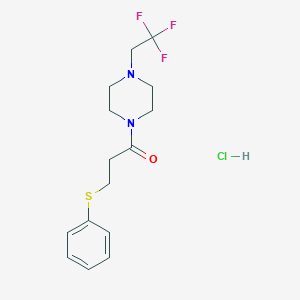 molecular formula C15H20ClF3N2OS B2827905 3-(Phenylthio)-1-(4-(2,2,2-trifluoroethyl)piperazin-1-yl)propan-1-one hydrochloride CAS No. 1351618-52-4