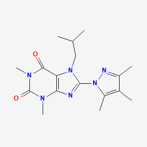 molecular formula C17H24N6O2 B2827909 1,3-dimethyl-7-(2-methylpropyl)-8-(3,4,5-trimethyl-1H-pyrazol-1-yl)-2,3,6,7-tetrahydro-1H-purine-2,6-dione CAS No. 1014031-44-7