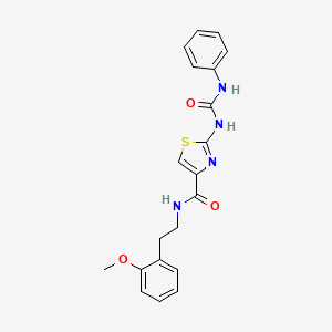 molecular formula C20H20N4O3S B2827914 N-(2-methoxyphenethyl)-2-(3-phenylureido)thiazole-4-carboxamide CAS No. 941926-94-9