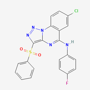 molecular formula C21H13ClFN5O2S B2827922 7-chloro-N-(4-fluorophenyl)-3-(phenylsulfonyl)[1,2,3]triazolo[1,5-a]quinazolin-5-amine CAS No. 904578-34-3