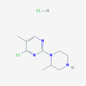 molecular formula C10H16Cl2N4 B2827929 4-Chloro-5-methyl-2-(2-methylpiperazin-1-yl)pyrimidine hydrochloride CAS No. 1261234-26-7