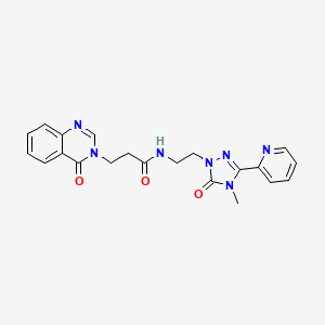 molecular formula C21H21N7O3 B2827935 N-(2-(4-methyl-5-oxo-3-(pyridin-2-yl)-4,5-dihydro-1H-1,2,4-triazol-1-yl)ethyl)-3-(4-oxoquinazolin-3(4H)-yl)propanamide CAS No. 1396807-82-1