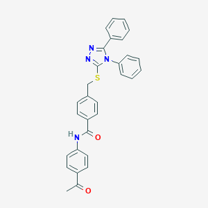 molecular formula C30H24N4O2S B282794 N-(4-acetylphenyl)-4-{[(4,5-diphenyl-4H-1,2,4-triazol-3-yl)sulfanyl]methyl}benzamide 