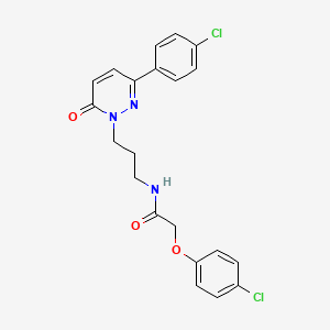 molecular formula C21H19Cl2N3O3 B2827940 2-(4-氯苯氧基)-N-(3-(3-(4-氯苯基)-6-氧代吡啶-1(6H)-基)丙基)乙酰胺 CAS No. 1021056-47-2