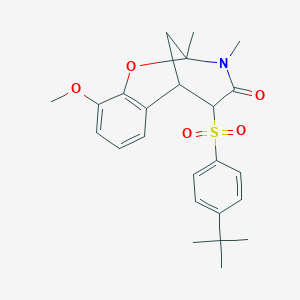 molecular formula C24H29NO5S B2827944 12-(4-Tert-butylbenzenesulfonyl)-6-methoxy-9,10-dimethyl-8-oxa-10-azatricyclo[7.3.1.0^{2,7}]trideca-2,4,6-trien-11-one CAS No. 1052609-84-3