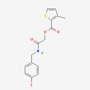 molecular formula C15H14FNO3S B2827948 2-((4-Fluorobenzyl)amino)-2-oxoethyl 3-methylthiophene-2-carboxylate CAS No. 478824-60-1