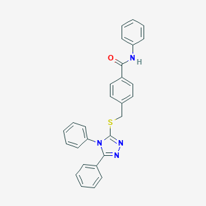 molecular formula C28H22N4OS B282795 4-{[(4,5-diphenyl-4H-1,2,4-triazol-3-yl)sulfanyl]methyl}-N-phenylbenzamide 