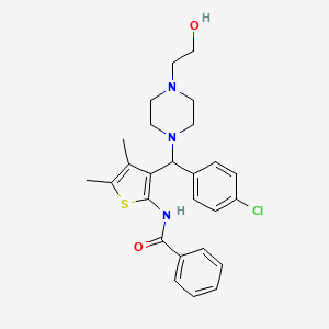 N-(3-((4-chlorophenyl)(4-(2-hydroxyethyl)piperazin-1-yl)methyl)-4,5-dimethylthiophen-2-yl)benzamide