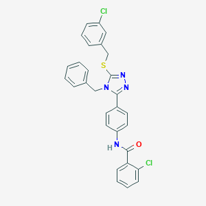 N-(4-{4-benzyl-5-[(3-chlorobenzyl)sulfanyl]-4H-1,2,4-triazol-3-yl}phenyl)-2-chlorobenzamide