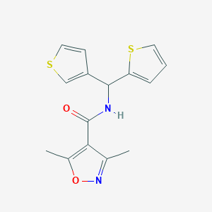 3,5-dimethyl-N-(thiophen-2-yl(thiophen-3-yl)methyl)isoxazole-4-carboxamide